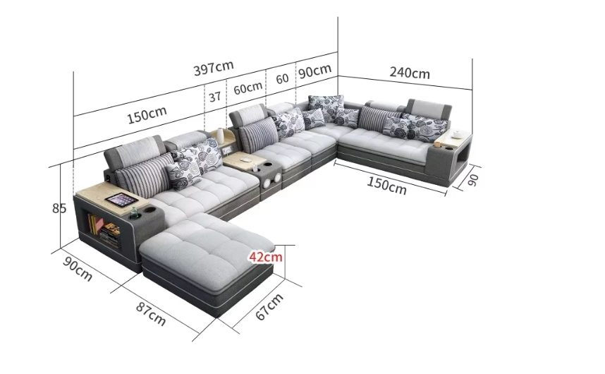 Bộ Sofa Góc Chữ U Hiện Đại Đa Năng