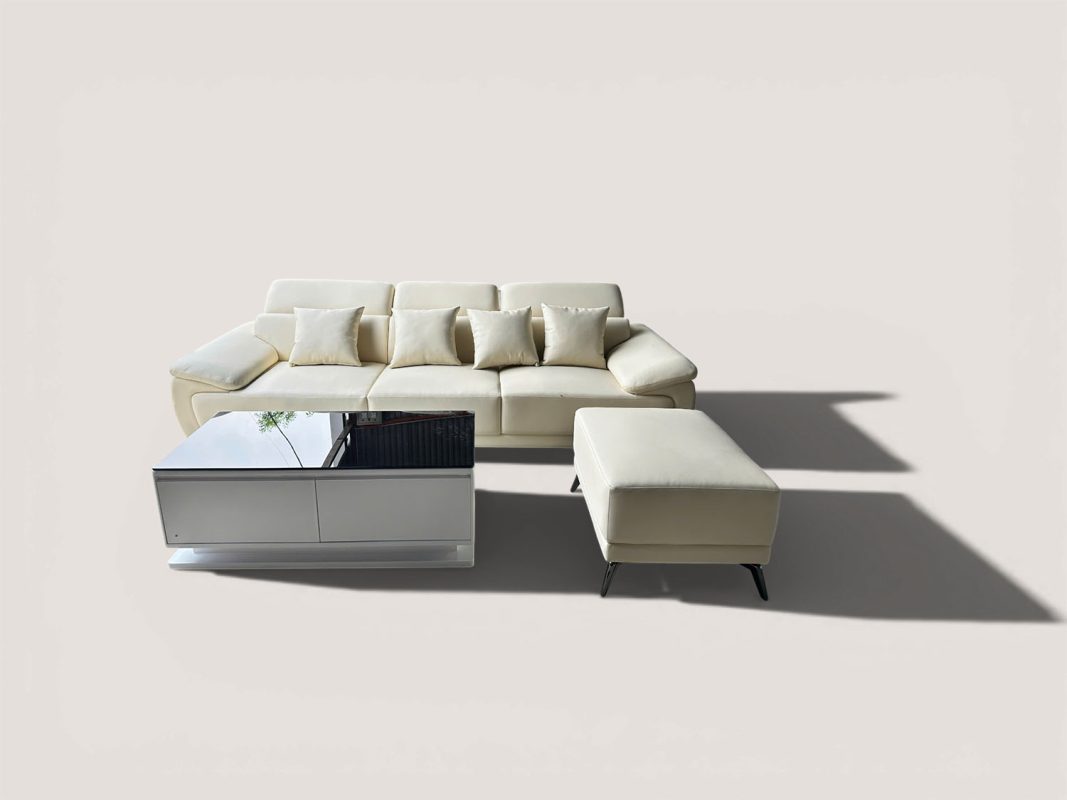 SOFA DA THẬT MÀU KEM