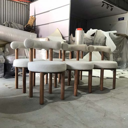 Ghế Ăn Bọc Nỉ Cao Cấp Dáng Tròn Tựa Lưng Độc Đáo