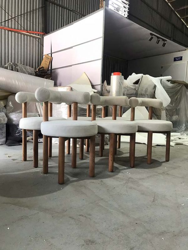 Ghế Ăn Bọc Nỉ Dáng Tròn Tựa Lưng
