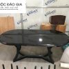 Bàn Ăn Mặt Kính Đen Hình Ovan