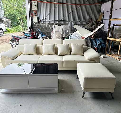 SOFA DA THẬT MÀU KEM