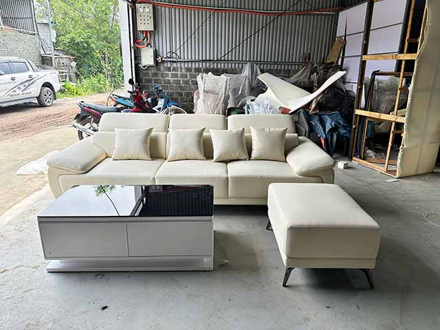 SOFA DA THẬT MÀU KEM
