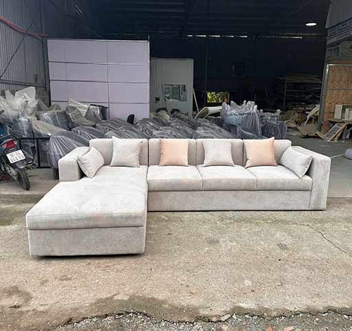 🛋️ Sofa Chữ L Nỉ Cao Cấp – Tinh Tế Trong Từng Đường May