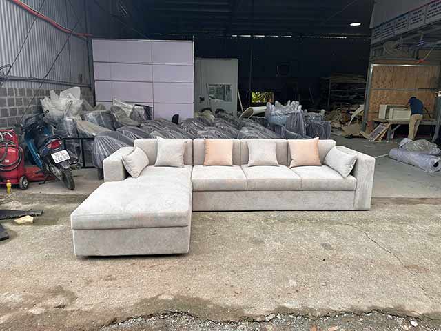 🛋️ Sofa Chữ L Nỉ Cao Cấp – Tinh Tế Trong Từng Đường May