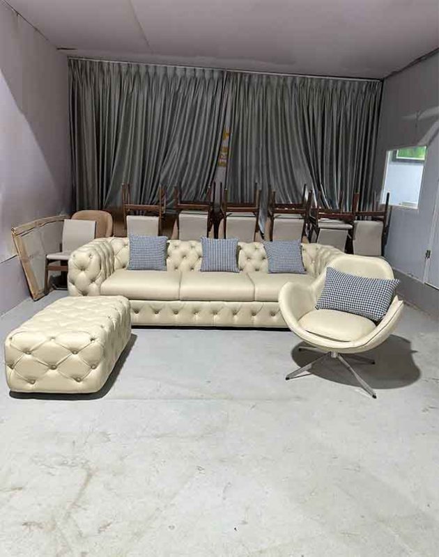 Sofa Chesterfield Bọc Da Kem