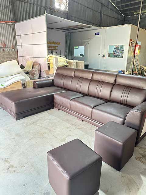 sofa da góc chữ L cao cấp NT Đào Gia