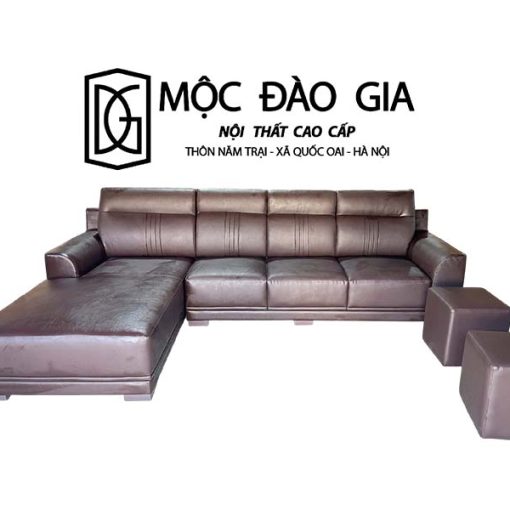 sofa da góc chữ L phòng khách hiện đại